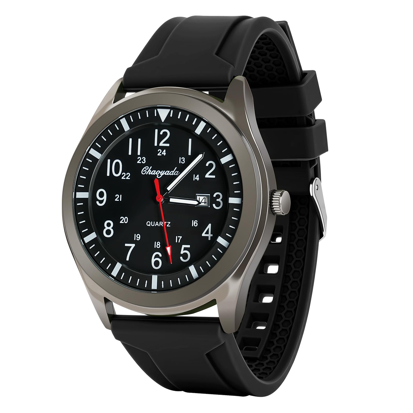 APXEL Men's Analogue Quartz Military Watch - Glow in The Dark with Date Window and Silicone Strap - Army Tactical Sports Minimalist Design