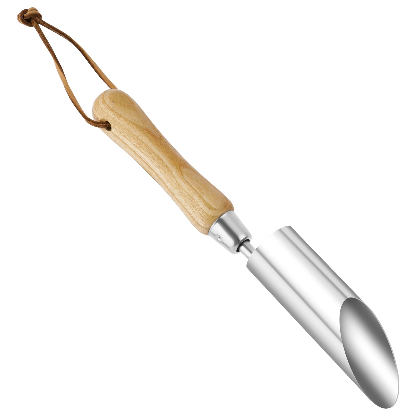 APXEL  Stainless Steel Small Bulb Planter, 30cm Garden Transplanter Didder with Wooden Handle, Manual Hole Digger for Planting Tulips Daffodils Lilies Dahlias and Other Bulb Plants