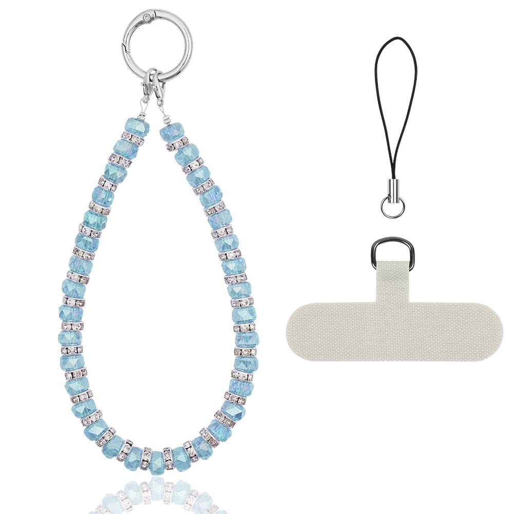 APXEL Phone Charm, Natural Crystal Beaded Charms Lanyard, Anti- Lost Charm Wrist Strap Phone Lanyard Wrist Strap Keychain for Wallet Handbag Camera Cell Decoration