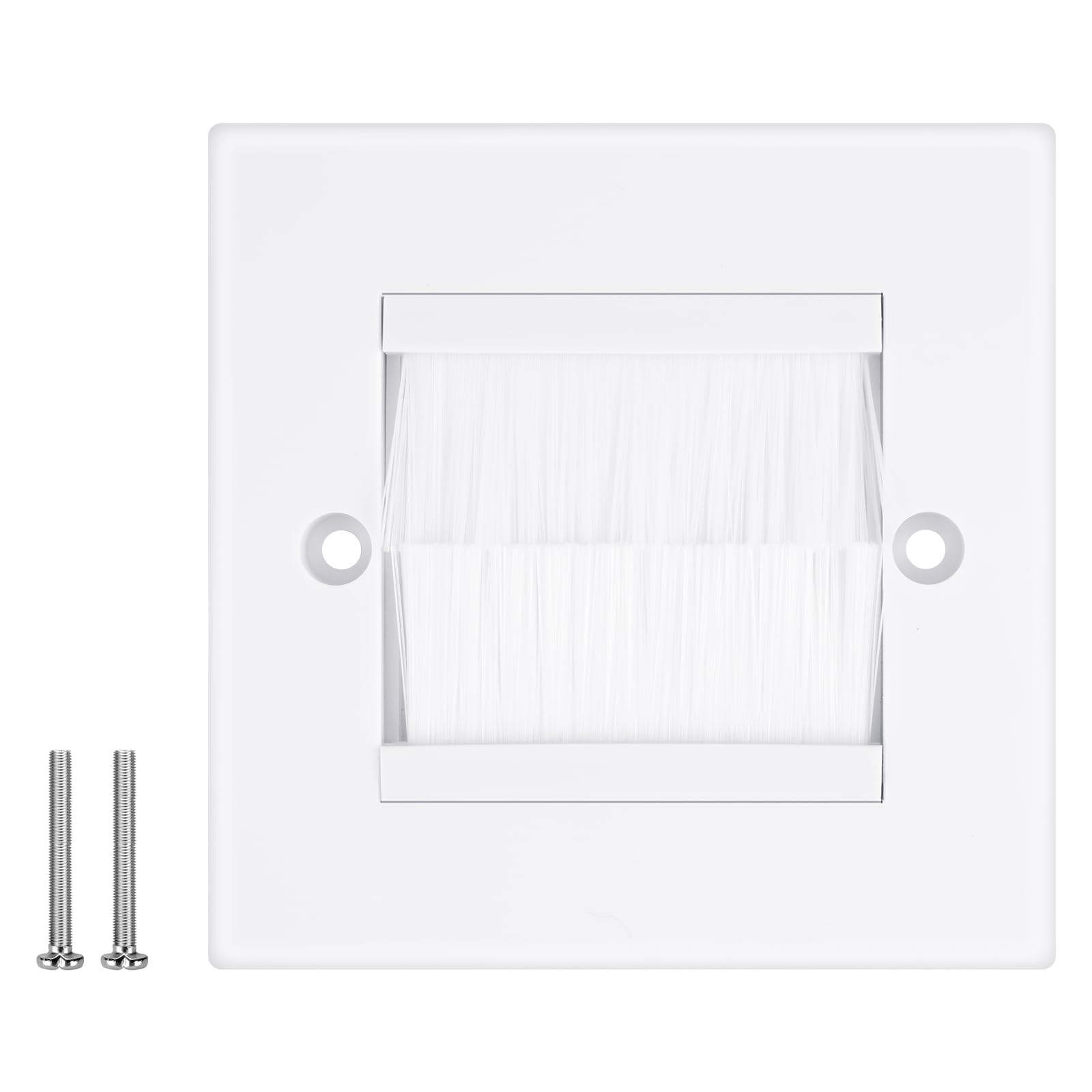 APXEL 1 Pack Brush Wall Plate, Cable Pass Through Wall Plate Faceplate, White Brush Single Gang Walls Outlet Cable Entry Plates for HDMI TV Ethernet Speaker Wires Acces, Tidy Mount