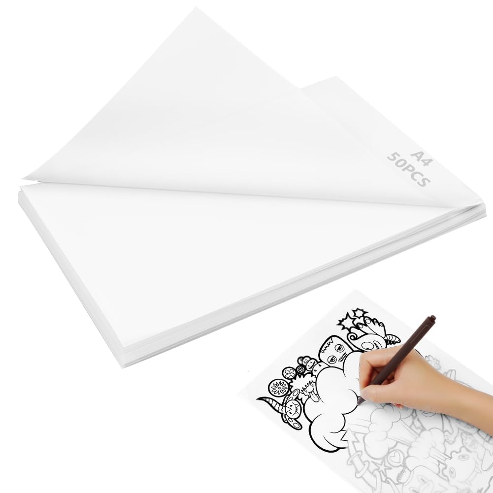 APXEL 50 Sheets Tracing Paper A4 63 GSM, High Transparency Vellum Paper for Design Sketching Architectural Drawing Calligraphy Graphic Scrapbooking & Dressmaking Arts Crafts