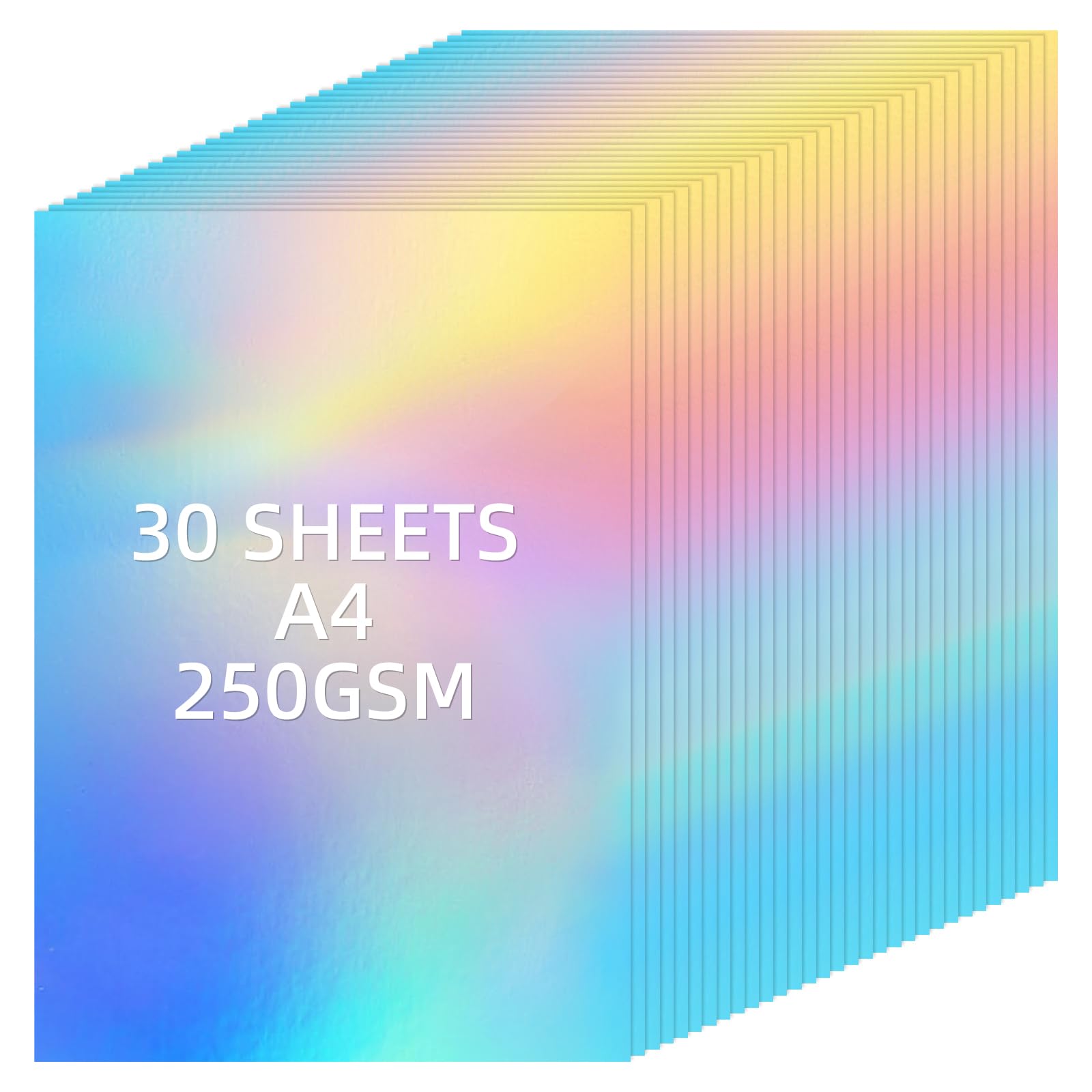 APXEL Rainbow Laser Mirror Cardstock Paper, 30 Sheets 250gsm Metallic Reflective Paper, Thick Shiny Foil Cardstock for Crafts DIY Projects Birthday Party Decoration