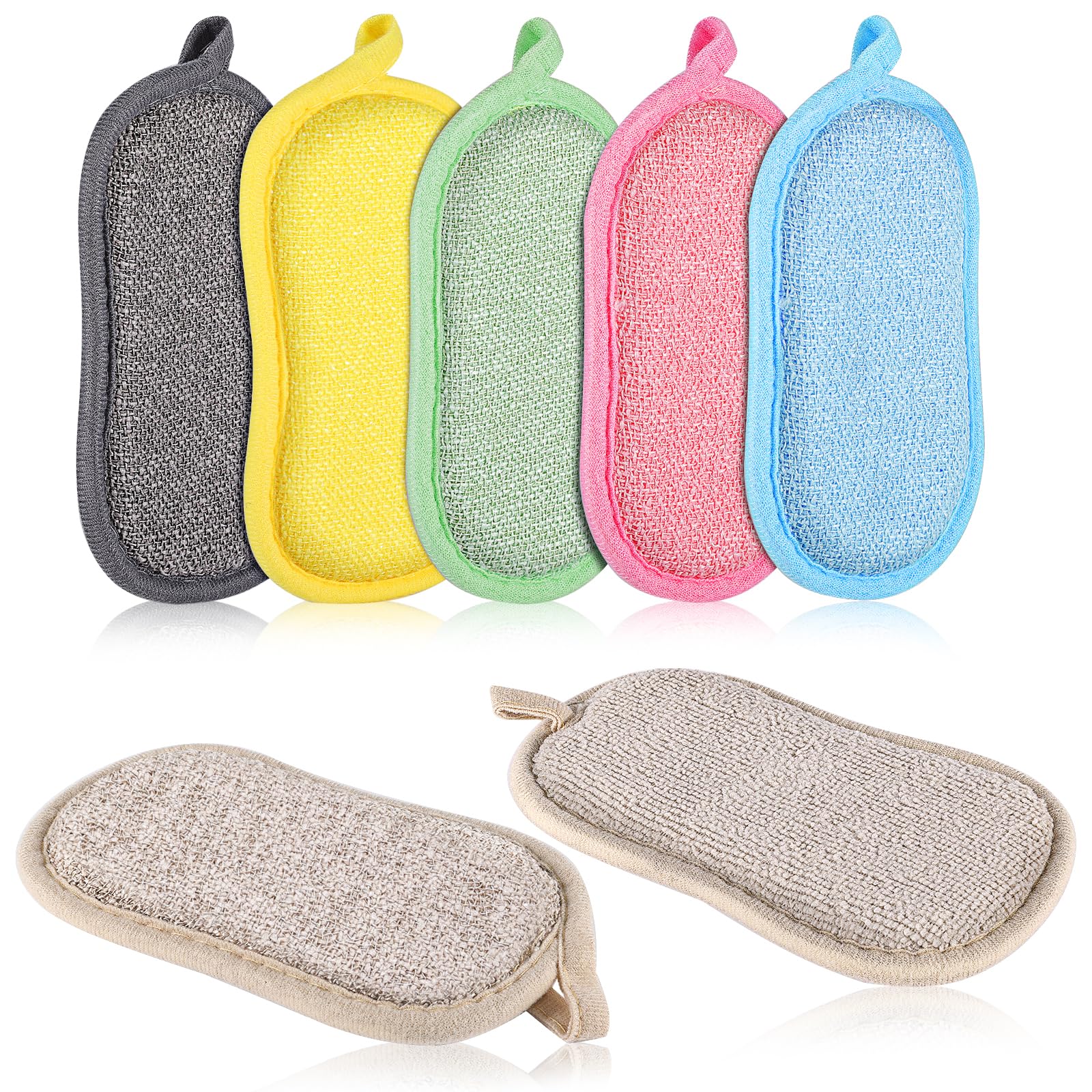 APXEL 6 Pack Microfibre Dual Washing up Sponge, Non-scratch Scrub Sponges, Reusable Long-Lasting Dish and Multi-surface Pads, Cleaning products For Cleaning The Whole Kitchen (Color)