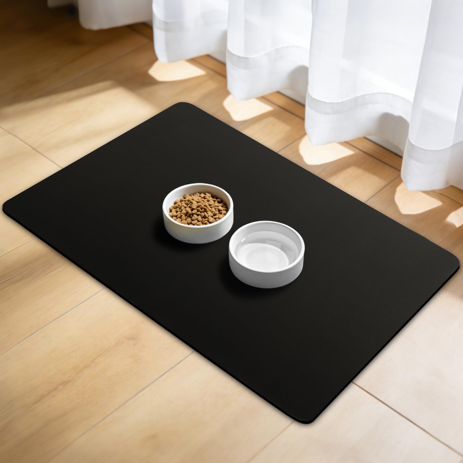 APXEL Pet Feeding Mat 45x30cm, Absorbent Dog Placemat for Food and Water Bowl, Rubber Backing Waterproof No Stains Quick Dry Non Slip Cat Food Bowl Mats