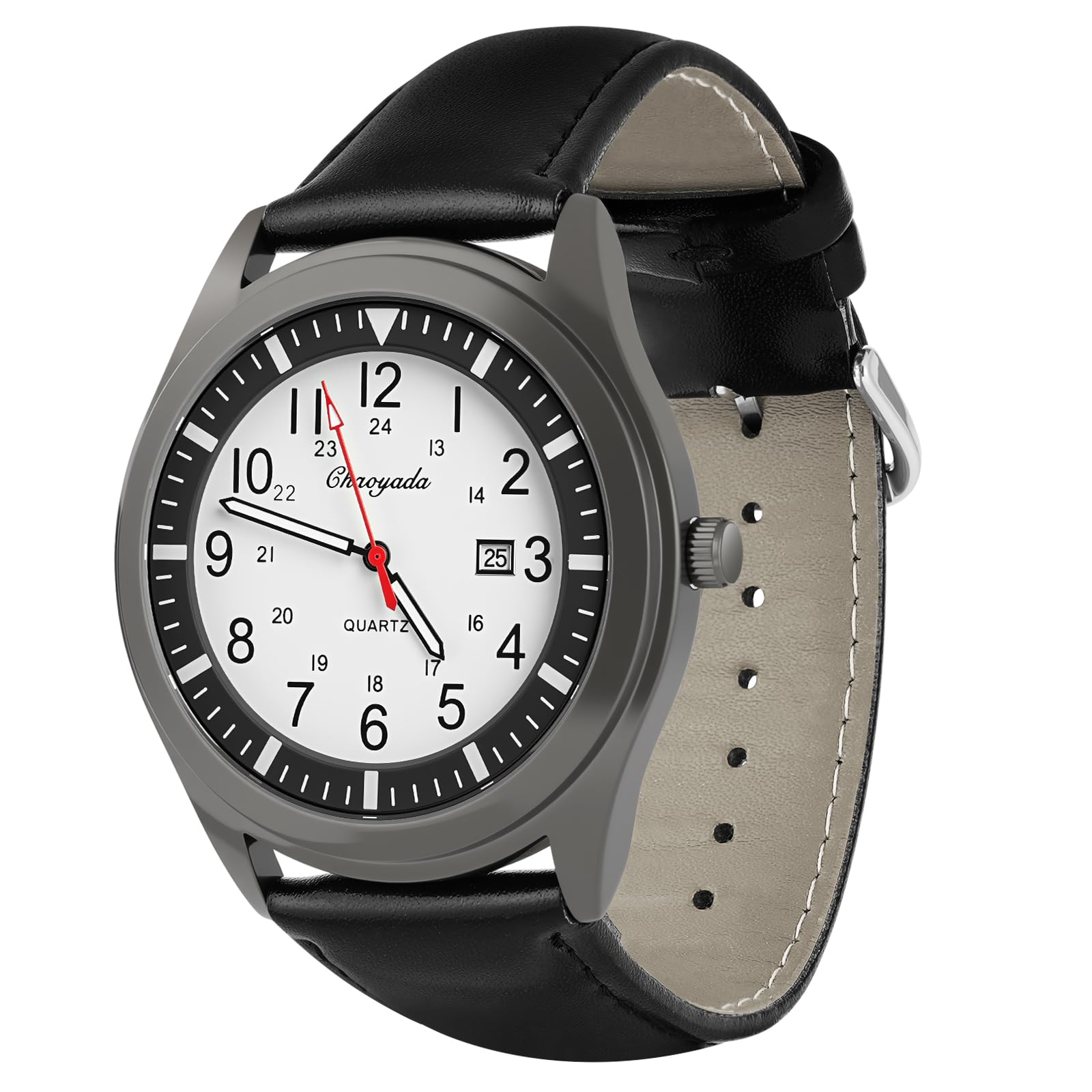 APXEL Men's Analogue Quartz Military Watch - Glow in The Dark with Date Window and Leather Strap - Army Tactical Sports Minimalist Design
