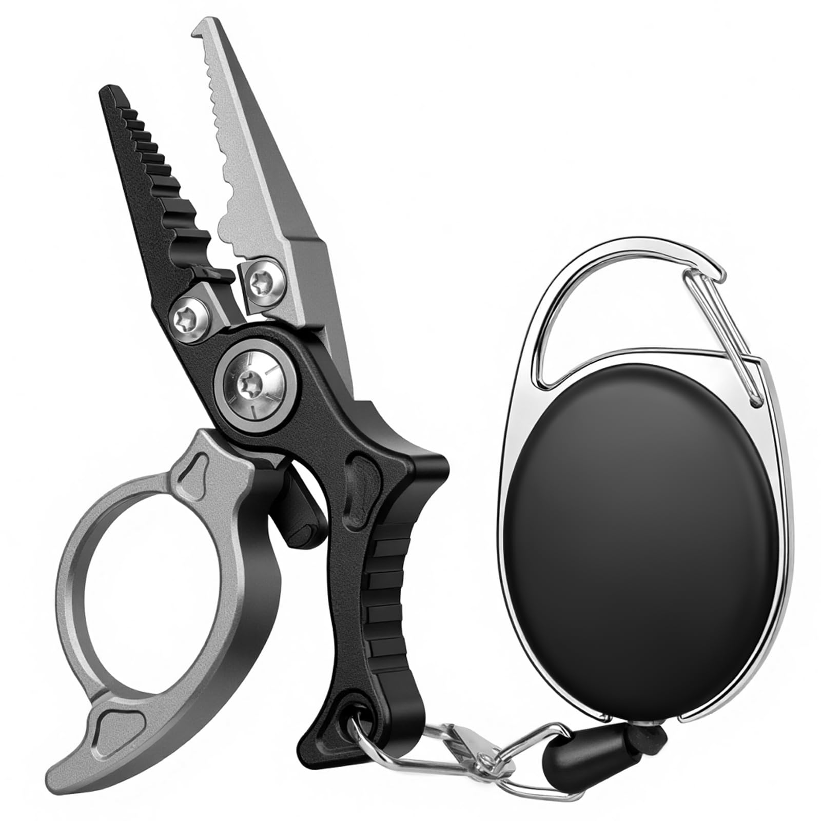APXEL Mini Fishing Pliers, Multi-Functional Fish Pliers with Tungsten Steel Cutter, Aluminium Handle,Safety Lock and Fly Fishing Retractor, Fishing Tool for Sea & Freshwater Fishing