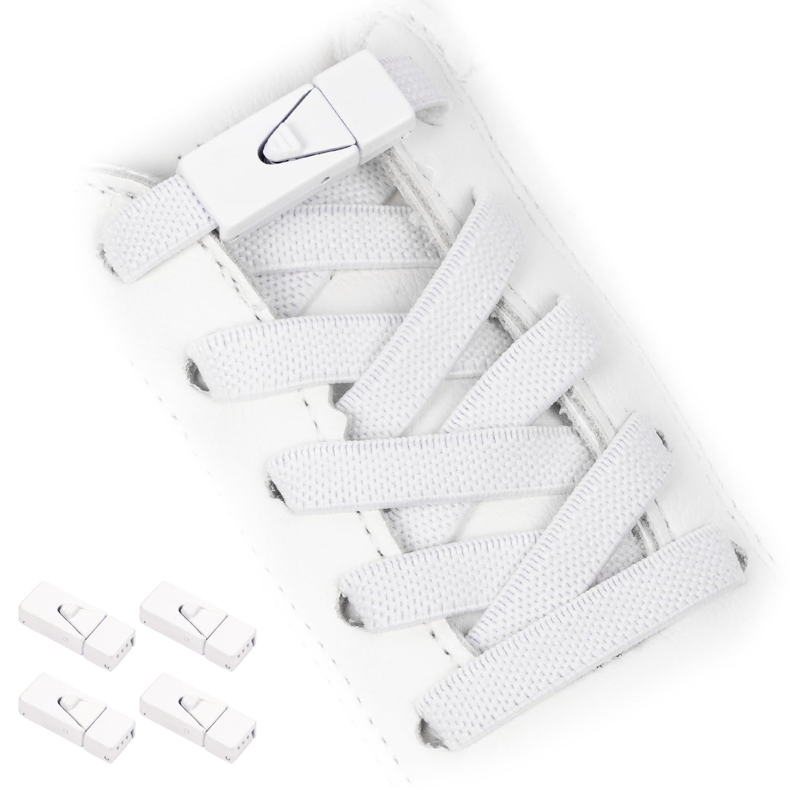 APXEL No Tie Shoe Laces, 2 Pairs Premium Elastic Shoe Laces, Quick Lock Buckle, Flat Shoes Laces For Adults & Kids, 8mm Wide One Size Fit All
