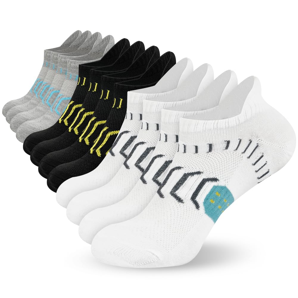 APXEL Trainer Running Socks Womens UK 3-7, Cushioned Sports Socks, Breathable Ankle Athletic Socks, Low Cut Running Sock for Ladies Girls
